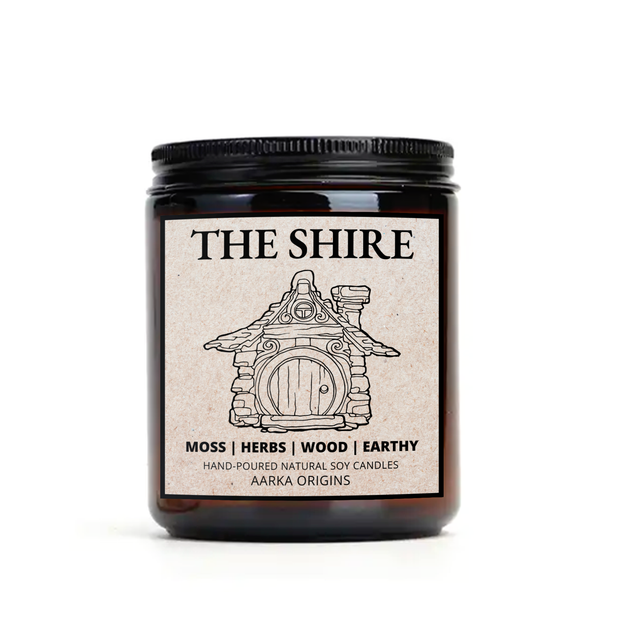 The Shire soy candle β moss, herbs, wood and earthy fantasy scent by Aarka Origins