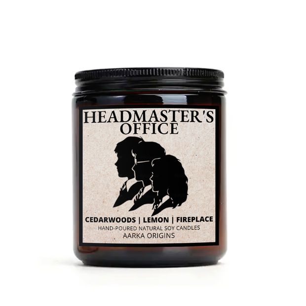 Headmaster's Office soy candle β cedarwood, lemon and fireplace scent by Aarka Origins