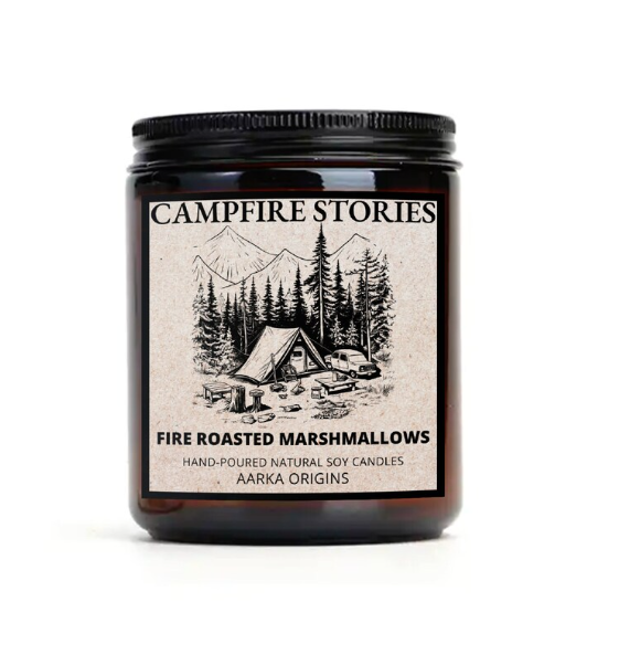 campfire scented candle, roasted marshmallow scented candle