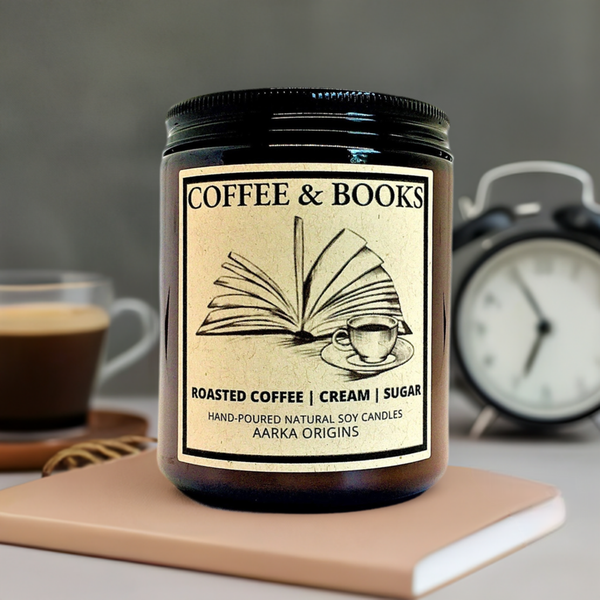 coffee scented candle, book lover candle, coffee cream sugar scented candle