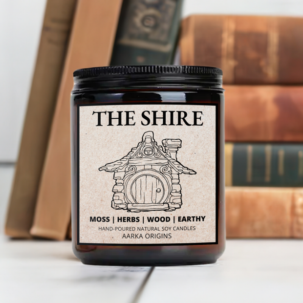 AARKA ORIGINS CANDLES The Shire Scented Candle︱Book Lover Candle︱Book Candle Scent︱Book Inspired Candle︱Literary Candle︱Soy Candle︱Book Lover Gift | Wax Melt︱Book Candle Scent | Wood Earth Moss Herb Scented Candle