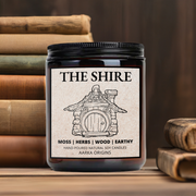 THE SHIRE Book Inspired 100% Soy Vegan Candle, Book Nerds, Book Lover Candle, Amber Jar Candle 8oz