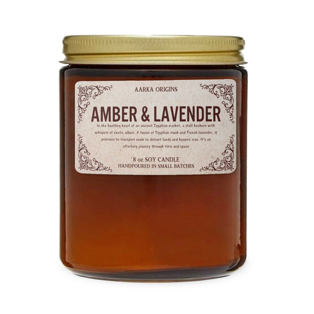 Amber and Lavender Handmade Soy candle, Earthy Fragrance, Handmade, Essential Oil, Eco-friendly