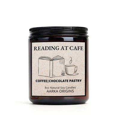 Reading at the Cafe Soy Candle, handmade luxury scented candles made with natural soy wax and phthalate-free scents