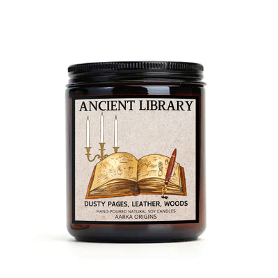 Ancient Library Scented Soy Candle, handmade luxury scented candles made with natural soy wax and phthalate-free scents