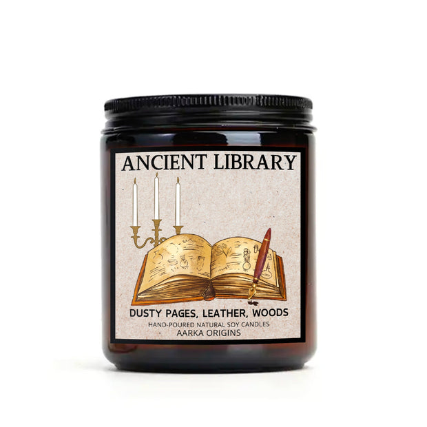 Ancient Library Scented Soy Candle, handmade luxury scented candles made with natural soy wax and phthalate-free scents