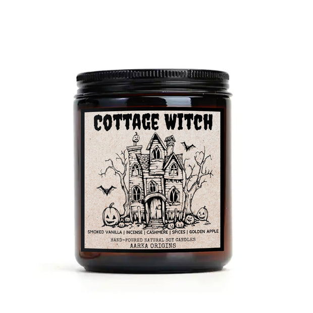 cottage witch candle, halloween candle