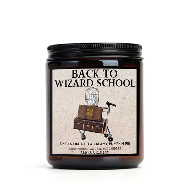 back to wizard school candle, soy candle, pumpkin pie candle, wizard candle