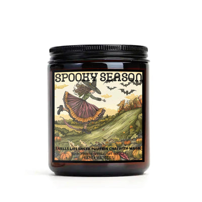 spooky season soy candle, halloween candle, horror candle, spooky candle, spiced pumpkin chai candle