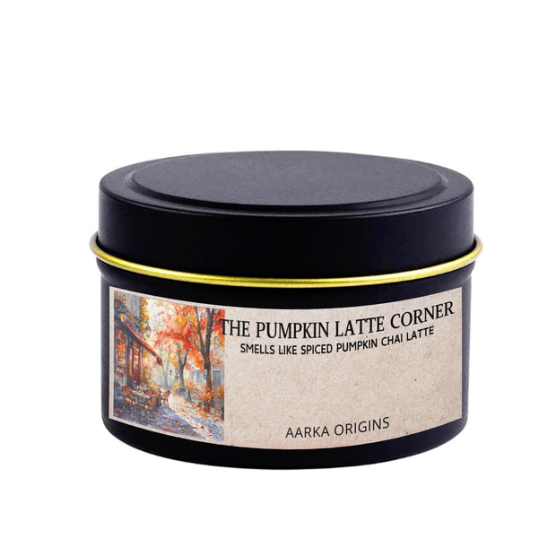 The Pumpkin Latte Corner Soy Candle, handmade luxury scented candles made with natural soy wax and phthalate-free scents