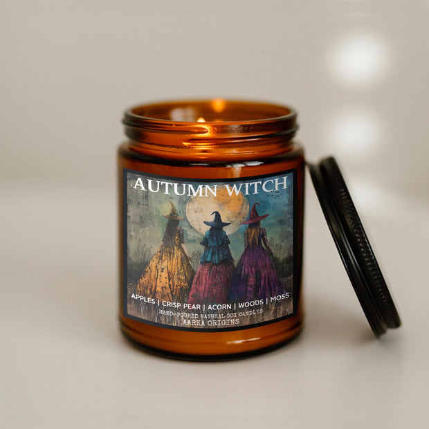 Autumn Witch Soy Candle, handmade luxury scented candles made with natural soy wax and phthalate-free scents