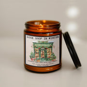 Book shop in winter Soy Candle, handmade luxury scented candles made with natural soy wax and phthalate-free scents