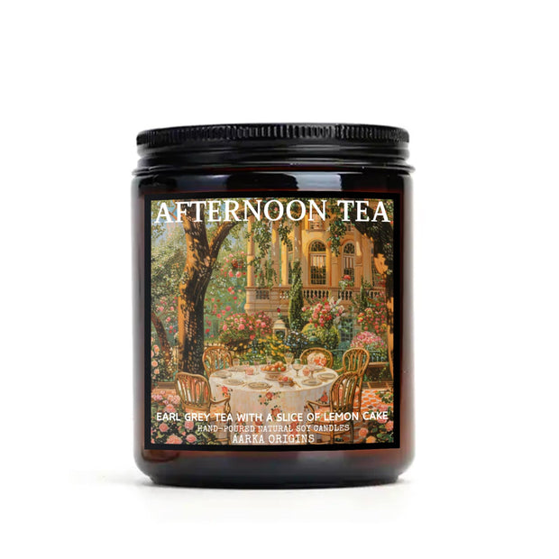 Afternoon Tea Soy Wax Candle | Book Inspired Candle | Literary Gift | High Tea | Tea Lover Gift | Tea & Cakes Candle | Bookish Gifts, handmade luxury scented candles made with natural soy wax and phthalate-free scents