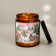 Merry Mint Lane Soy Candle, handmade luxury scented candles made with natural soy wax and phthalate-free scents