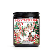 Merry Mint Lane Soy Candle, handmade luxury scented candles made with natural soy wax and phthalate-free scents