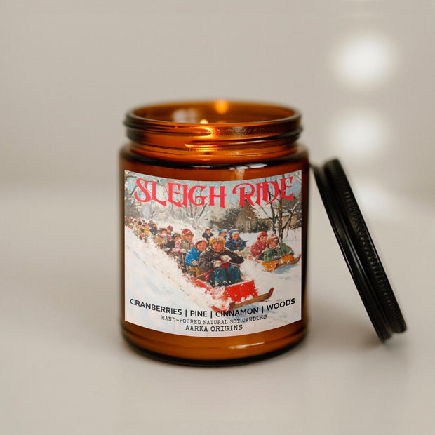 Sleigh Ride Soy Candle, handmade luxury scented candles made with natural soy wax and phthalate-free scents