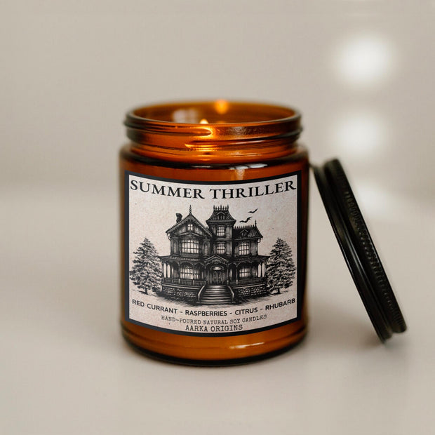 Summer Thriller Soy candle, Mystery Chills, Horror, Literary Candle, Bibliophile, Bookworm Gift, bookish candle, Book lover, Gift for Reader