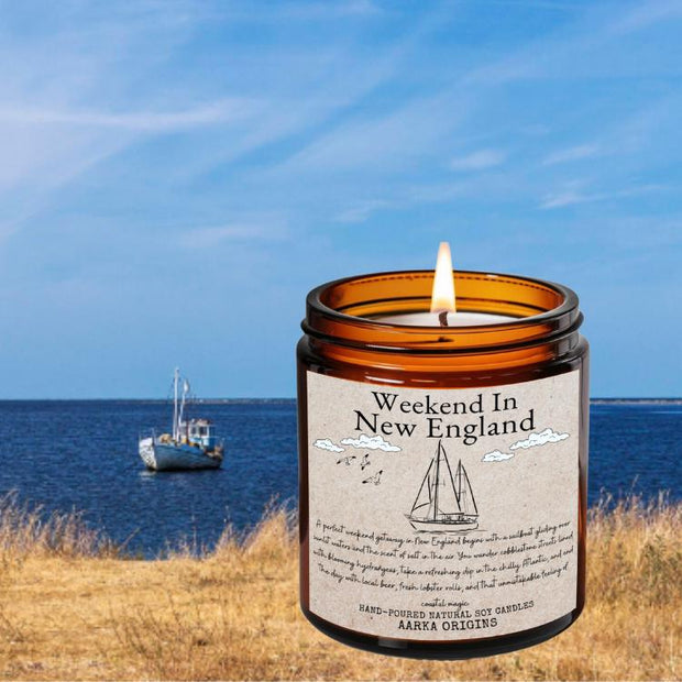 Weekend in New England Soy candle, Literary Candle, Bibliophile, Bookworm Gift, bookish candle, ocean, coastal sea salt, wild air, Booklover