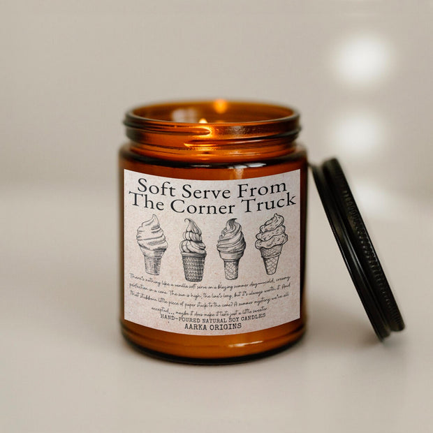 Soft Serve From The Corner Truck Soy candle, 90's Summer, Ice cream, Vanilla, Bookish candle, book lover candle, gift for readers, dessert