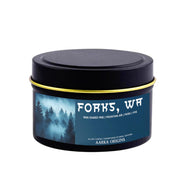 Forks, northwest soy candle, scented candle, home fragrances, greek mythology, goddess of , bookish candle, book lover candle, book nerd candle, literary candle gift, co worker gifts, small batch candle, eco friendly candle, amber jar candles, green witch, practical magic, vampire, gothic, fall scents, fall spice, fall candle, autumnal, twilight inspired, pine forest, pumpkin spice, halloween, spooky, haunted, ghost, witchy, booktok,dark academia, gift for witches, witchy gifts, witchcraft