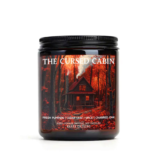 The Cursed Cabin Soy Candle, Haunted, Spooky, Gothic, Autumn forest, Halloween, Witchy, Bookish candle, Book themed candle, gift for readers