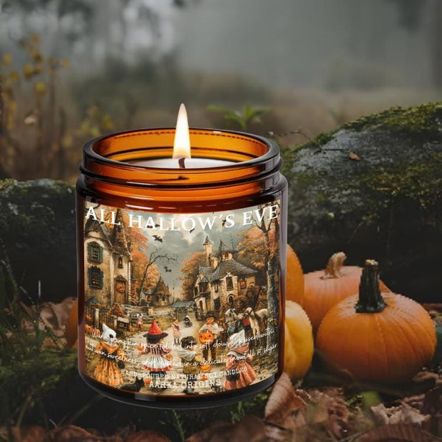 all hallows eve, scented candle, home fragrances, greek mythology, goddess of , bookish candle, book lover candle, book nerd candle, literary candle gift, co worker gifts, small batch candle, eco friendly candle, amber jar candles, green witch, practical magic, vampire, gothic, fall scents, fall spice, fall candle, autumnal, pumpkin spice, halloween, spooky, haunted, ghost, witchy, booktok,dark academia, gift for witches, witchy gifts, witchcraft, fall leaves, autumn, basic witch, kitchen witch