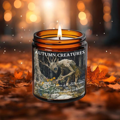 Autumn Creatures Soy Candle, Bookish Candles, Gothic, Haunted, Halloween, Horror, Cottagecore, Literary Candles, Spooky Autumnal, Fall, Melt