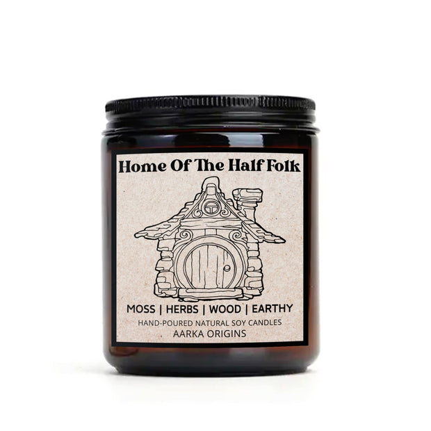 Home of the Half Folk Soy Candle, Bookish candle, Fantasy Inspired, Book themed, Geek Gift, RPG, Gamer, DND, Literary inspired, Autumn, Fall