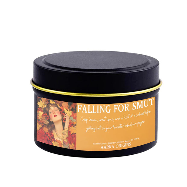 Falling for smut, smut era, romance readers, scented candle, home fragrances, bookish candle, book lover candle, book nerd candle, literary candle gift, co worker gifts, small batch candle, eco friendly candle, amber jar candles, green witch, practical magic, vampire, gothic, fall scents, fall spice, fall candle, autumnal, pumpkin spice, halloween, spooky, haunted, ghost, witchy, booktok,dark academia, gift for witches, witchy gifts, witchcraft, fall leaves, autumn, basic witch, kitchen witch