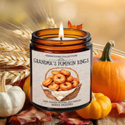 Grandma pumpkin rings, fall spices, donuts, farmhouse pumpkin spice, dessert, scented candle, home fragrances, greek mythology, bookish candle, book lover candle, book nerd candle, literary candle gift, co worker gifts, small batch candle, green witch, practical magic, vampire, gothic, fall spice, fall candle, autumnal, pumpkin spice, halloween, spooky, haunted, ghost, witchy, booktok,dark academia, gift for witches, witchy gifts, witchcraft, fall leaves, autumn, basic witch, kitchen witch