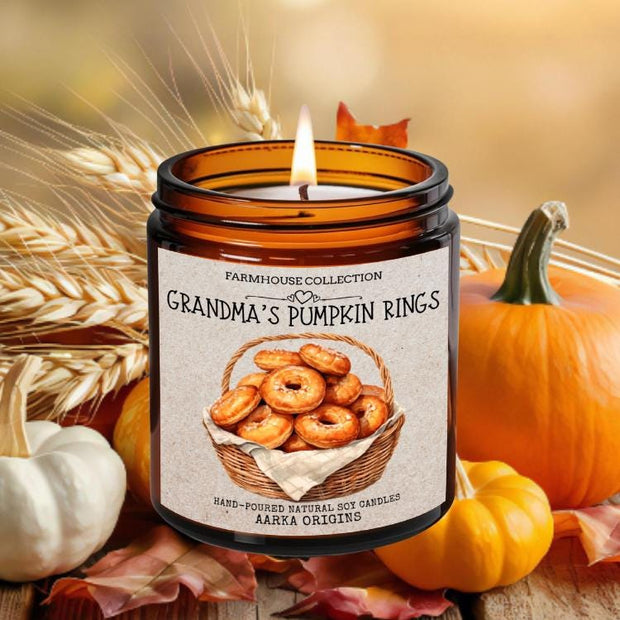 Grandma pumpkin rings, fall spices, donuts, farmhouse pumpkin spice, dessert, scented candle, home fragrances, greek mythology, bookish candle, book lover candle, book nerd candle, literary candle gift, co worker gifts, small batch candle, green witch, practical magic, vampire, gothic, fall spice, fall candle, autumnal, pumpkin spice, halloween, spooky, haunted, ghost, witchy, booktok,dark academia, gift for witches, witchy gifts, witchcraft, fall leaves, autumn, basic witch, kitchen witch