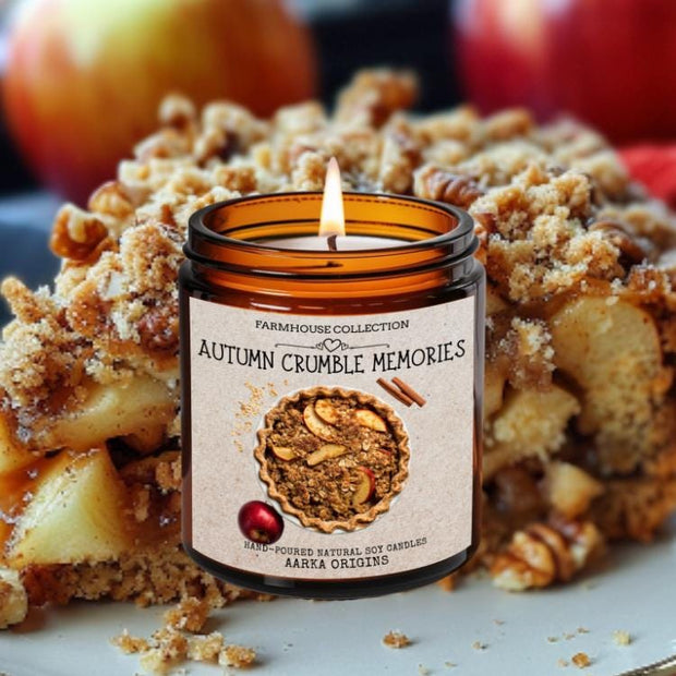 autumn crumble harvest, apple crumble, apple, fall spices, autumn, pumpkin spice, scented candle, home fragrances, greek mythology, bookish candle, book lover candle, book nerd candle, literary candle gift, co worker gifts, small batch candle, green witch, practical magic, vampire, gothic, fall spice, fall candle, autumnal, pumpkin spice, halloween, spooky, haunted, ghost, witchy, booktok,dark academia, gift for witches, witchy gifts, witchcraft, fall leaves, autumn, basic witch, kitchen witch