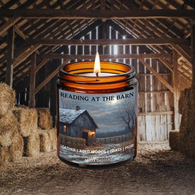 Reading at the barn, barn woods, memories, hay, farm, autumn, pumpkin spice, scented candle, home fragrances, greek mythology, bookish candle, book lover candle, book nerd candle, literary candle gift, co worker gifts, small batch candle, green witch, practical magic, vampire, gothic, fall spice, fall candle, autumnal, pumpkin spice, halloween, spooky, haunted, ghost, witchy, booktok,dark academia, gift for witches, witchy gifts, witchcraft, fall leaves, autumn, basic witch, kitchen witch