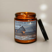 Reading at the barn, barn woods, memories, hay, farm, autumn, pumpkin spice, scented candle, home fragrances, greek mythology, bookish candle, book lover candle, book nerd candle, literary candle gift, co worker gifts, small batch candle, green witch, practical magic, vampire, gothic, fall spice, fall candle, autumnal, pumpkin spice, halloween, spooky, haunted, ghost, witchy, booktok,dark academia, gift for witches, witchy gifts, witchcraft, fall leaves, autumn, basic witch, kitchen witch