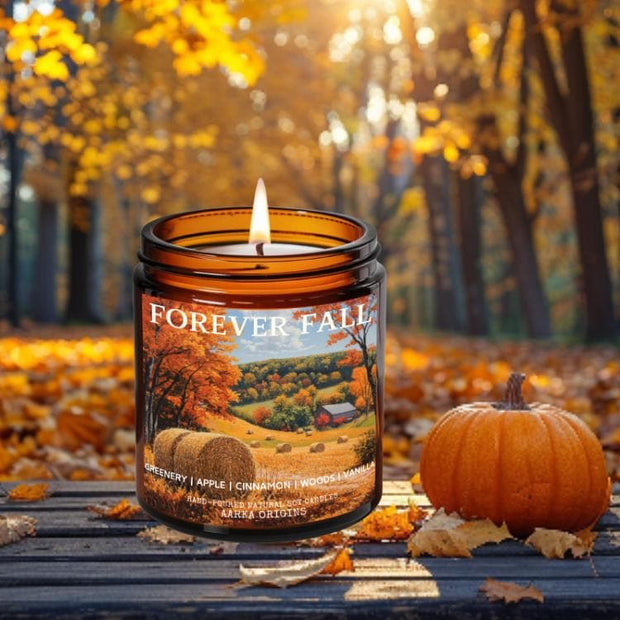 Forever fall, autumn, fall, scented candle, home fragrances, greek mythology, goddess of , bookish candle, book lover candle, book nerd candle, literary candle gift, co worker gifts, small batch candle, eco friendly candle, amber jar candles, green witch, practical magic, vampire, gothic, fall spice, fall candle, autumnal, pumpkin spice, halloween, spooky, haunted, ghost, witchy, booktok,dark academia, gift for witches, witchy gifts, witchcraft, fall leaves, autumn, basic witch, kitchen witch