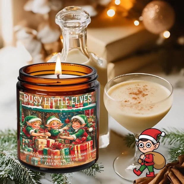 Busy Little Elves Soy Candle, Merry Christmas, Bibliophile Gifts, Winter, Christmas decor, Holiday Gifts, Spiced Eggnog, Secret Santa Gifts