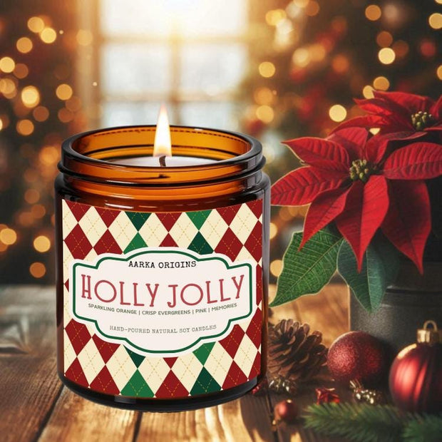 Holly Jolly Soy Candle, Merry Christmas, Bibliophile Gifts, Winter, Christmas decor, Holiday Gifts, Secret Santa Gifts, Stocking Stuffers