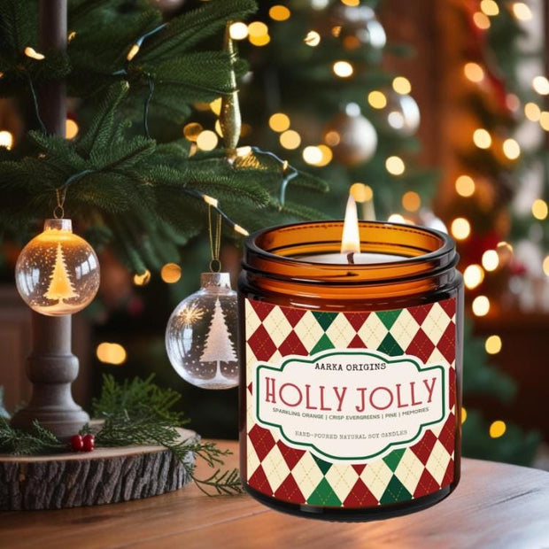 Holly Jolly Soy Candle, Merry Christmas, Bibliophile Gifts, Winter, Christmas decor, Holiday Gifts, Secret Santa Gifts, Stocking Stuffers