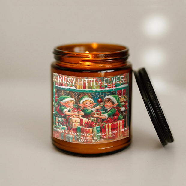 Busy Little Elves Soy Candle, Merry Christmas, Bibliophile Gifts, Winter, Christmas decor, Holiday Gifts, Spiced Eggnog, Secret Santa Gifts