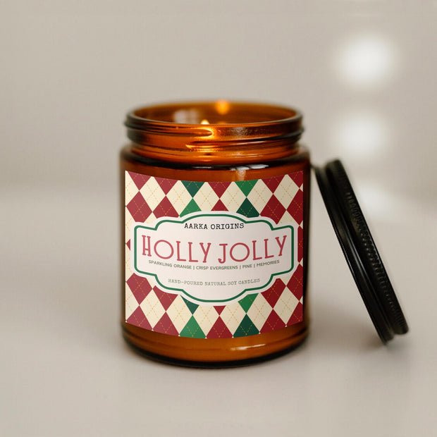 Holly Jolly Soy Candle, Merry Christmas, Bibliophile Gifts, Winter, Christmas decor, Holiday Gifts, Secret Santa Gifts, Stocking Stuffers