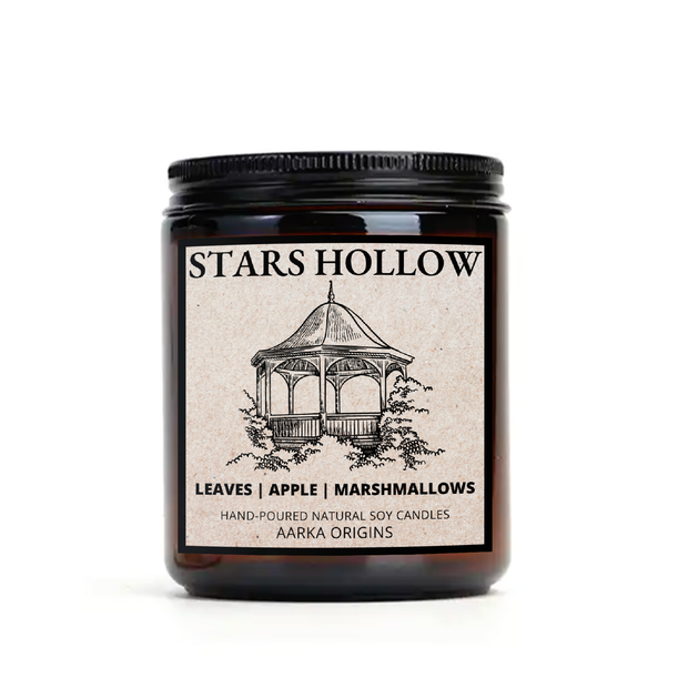 Stars Hollow soy candle β leaves, apple and marshmallow cozy autumn scent by Aarka Origins